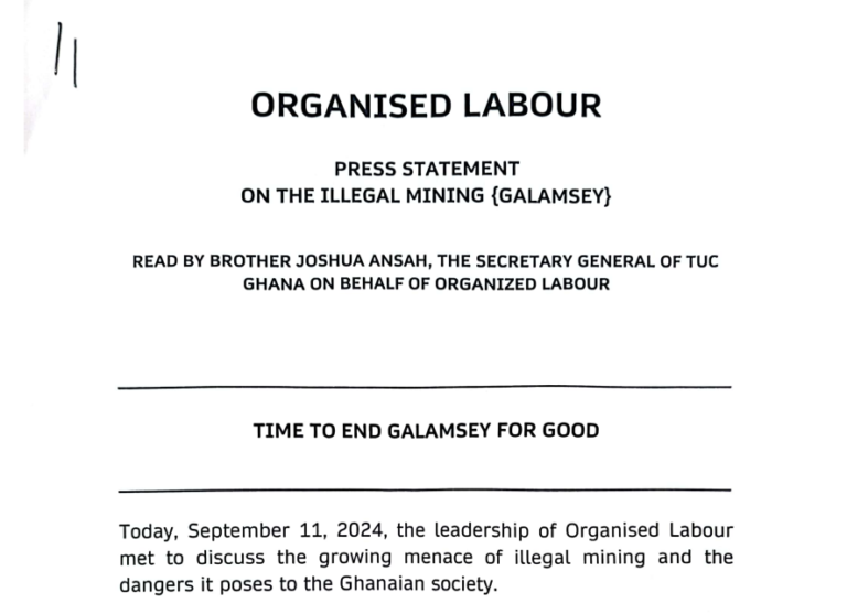 Organised Labour Press Statement on Illegal Mining